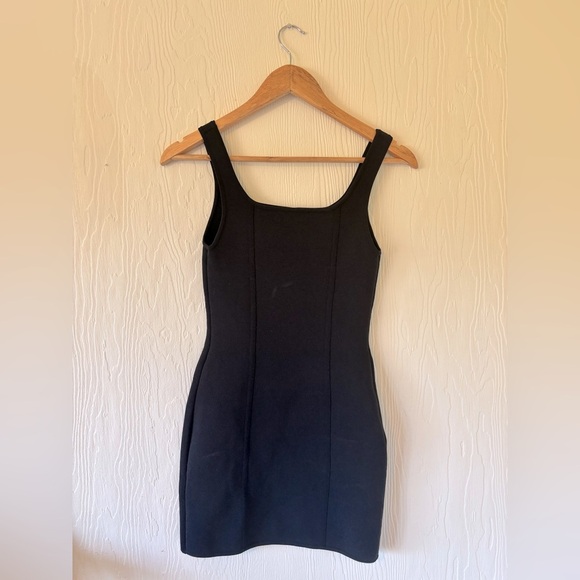 Wilfred Babaton Sculpt Knit Black Square Neck Contour Ribbed Bodycon Mini Dress - Picture 10 of 12